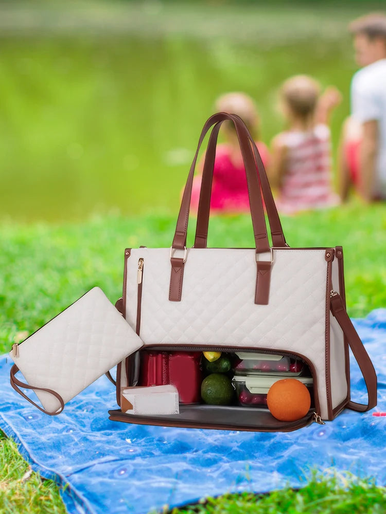 APWIKOGER Women 2 In 1 Lunch Bag Quilted Handbag Purse