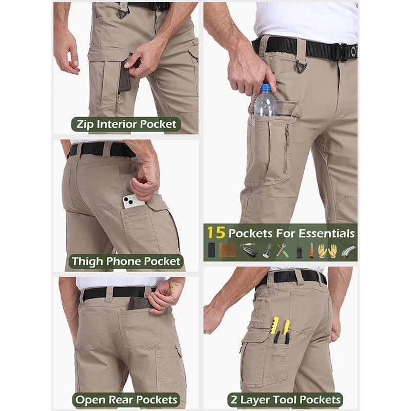 Men's 15-Pockets Lightweight Cargo Pants