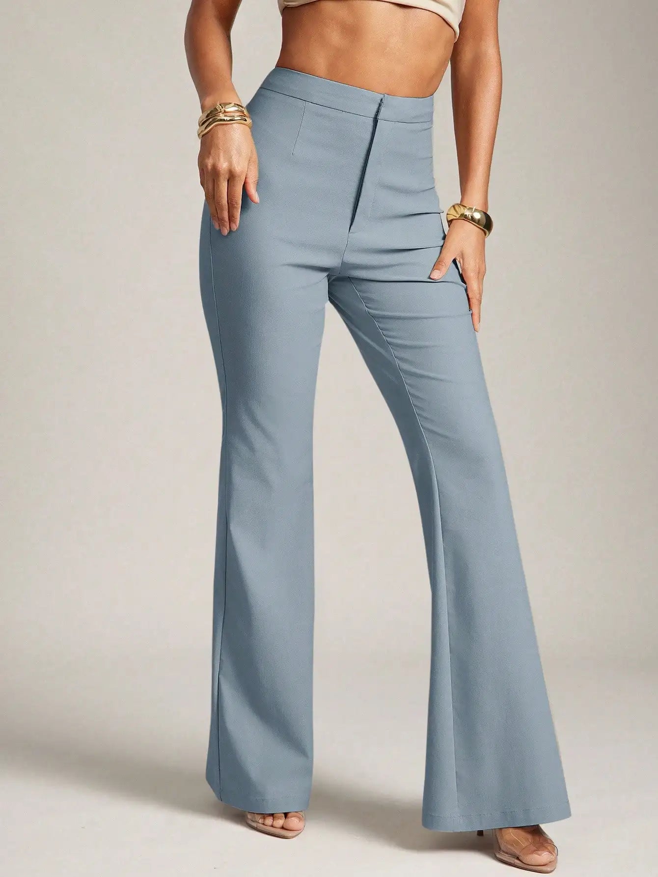 High Waist Flare Leg Pants For Women Office Trousers