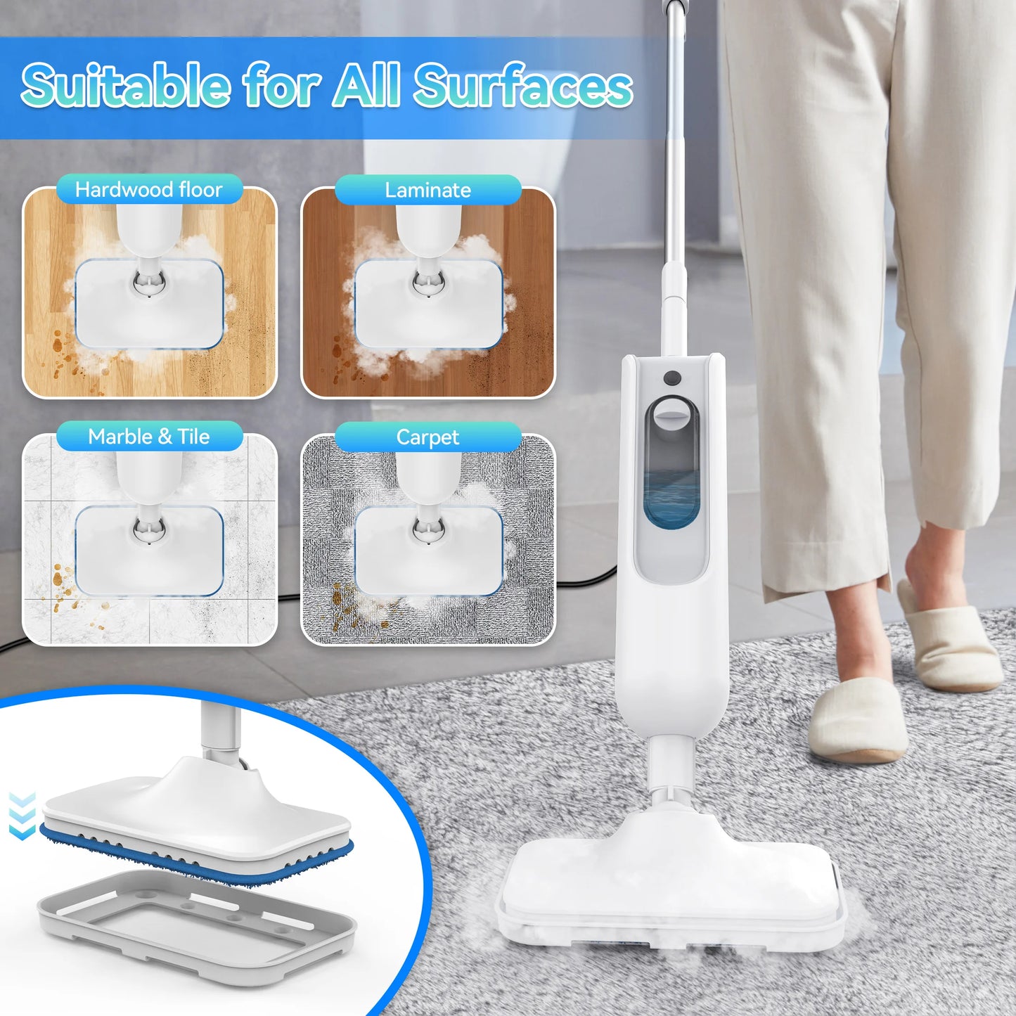 INSE Powerful 6 In 1 Steam Vac Mop For Scrubbing And Cleaning