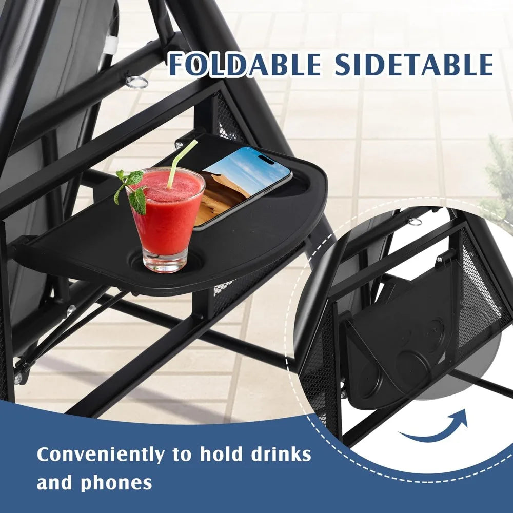 Convertible 2 In 1 Patio Swing Bed With Cup Holder
