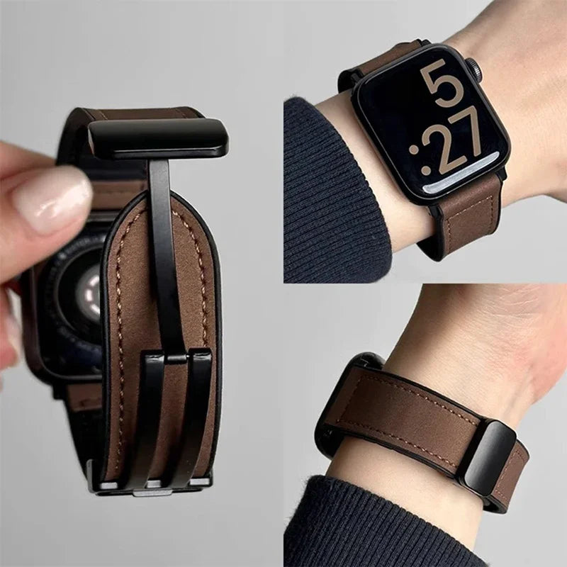 Genuine Leather Watch Strap For AppleWatch Ultra 9 10 SE