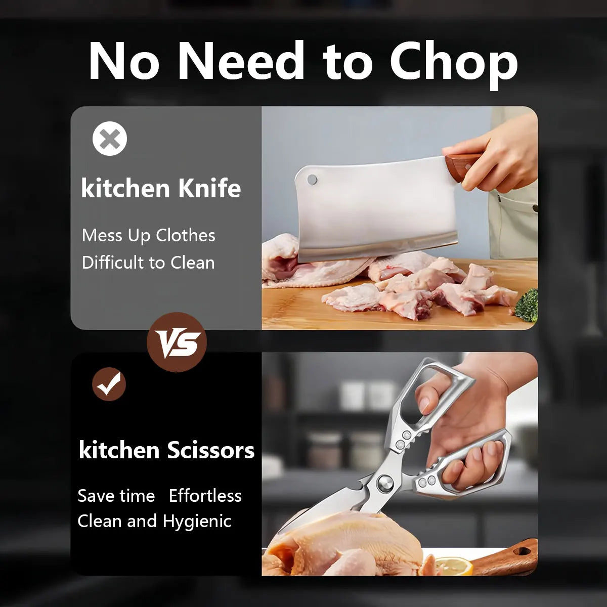 Stainless Steel Kitchen Shears For Easy Cutting And Cleaning
