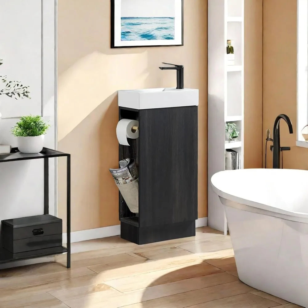 Compact Bathroom Vanity With Sink Self Contained Floor Mount