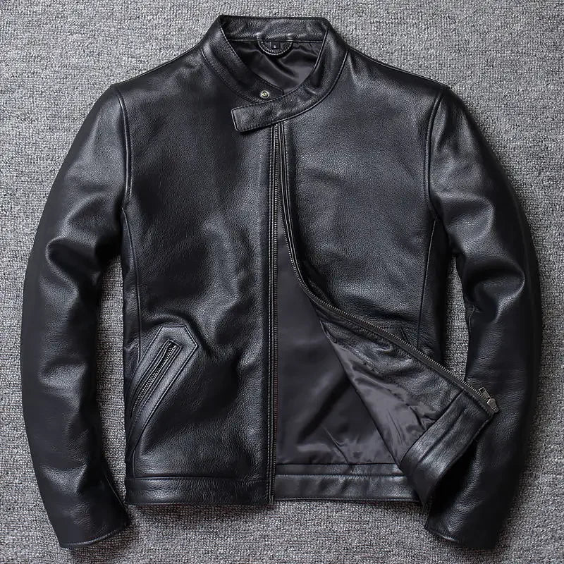 Genuine Leather Vintage Thin Sheepskin  or Thick Cowhide Coat For Men