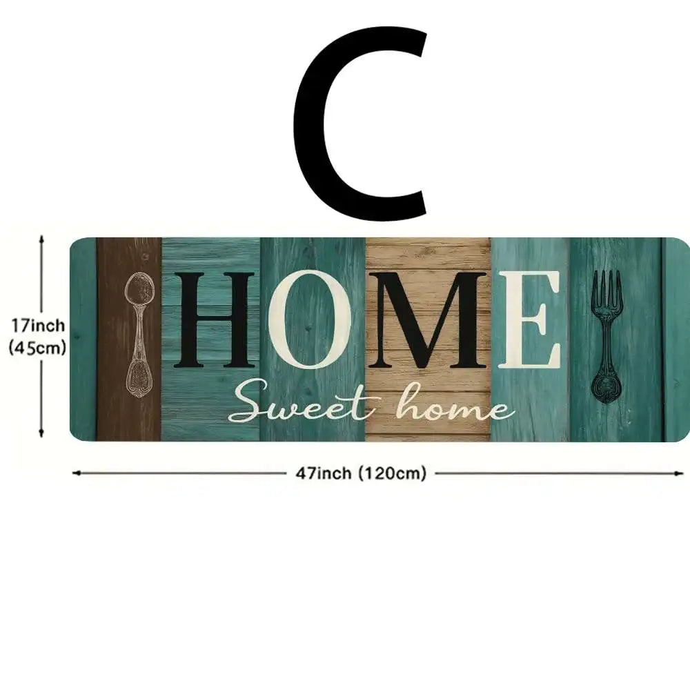 Vintage Wooden Home Sweet Home Kitchen Floor Mat Set