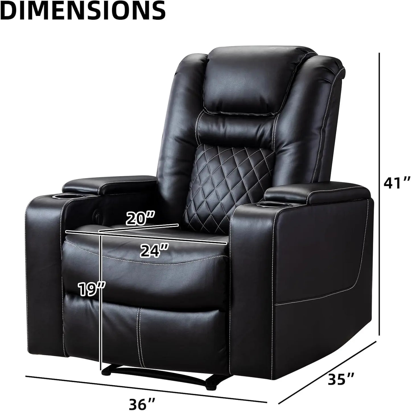 Electric Power Recliner Chair with USB Ports and Cup Holders