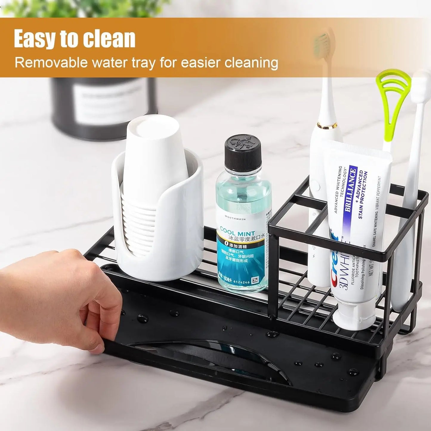 Modern Bathroom Toothbrush Holder Countertop Organizer