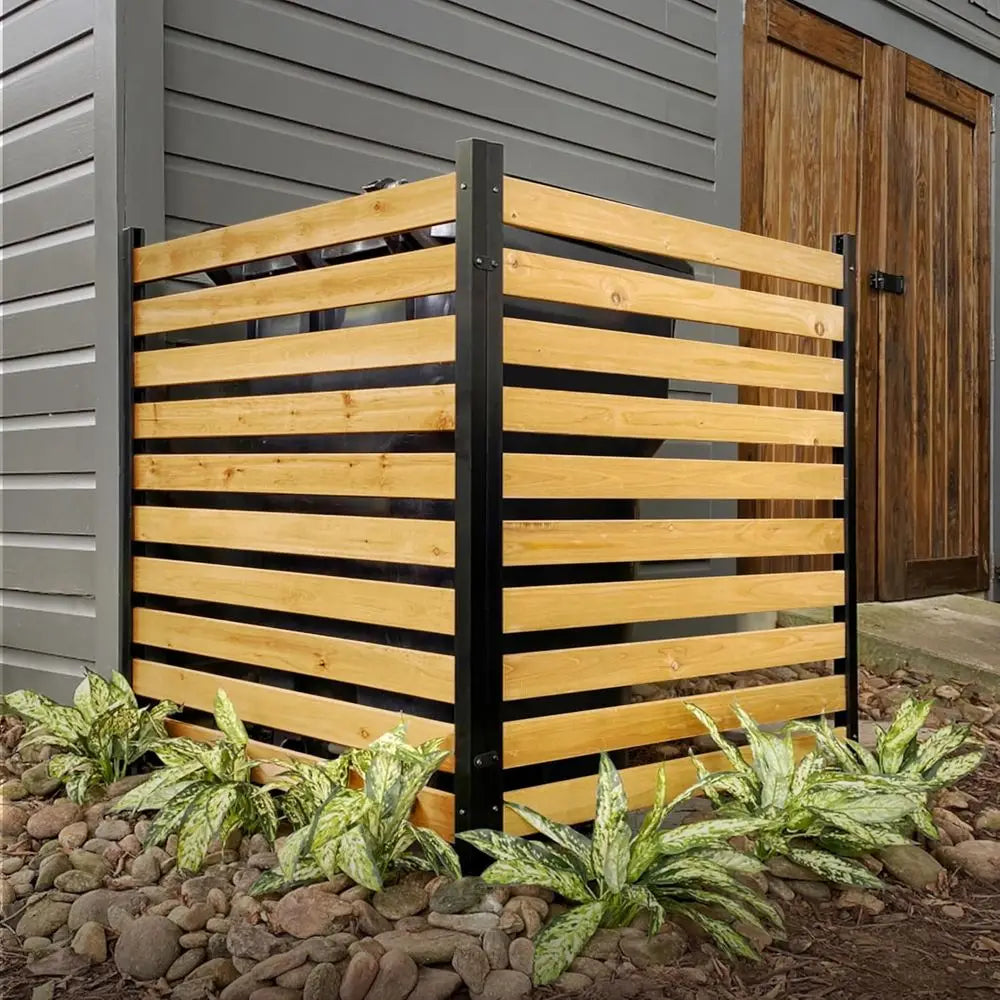 Dual Panel Outdoor Privacy Screen Pool Equipment Cover And Trash Bin Enclosure