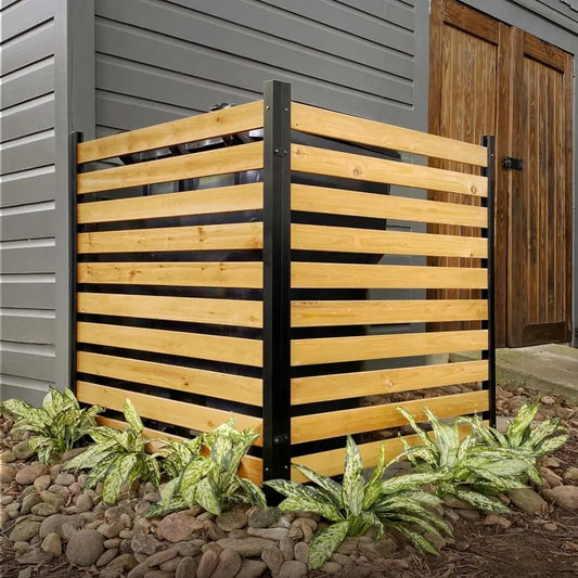 Dual Panel Outdoor Privacy Screen Pool Equipment Cover And Trash Bin Enclosure