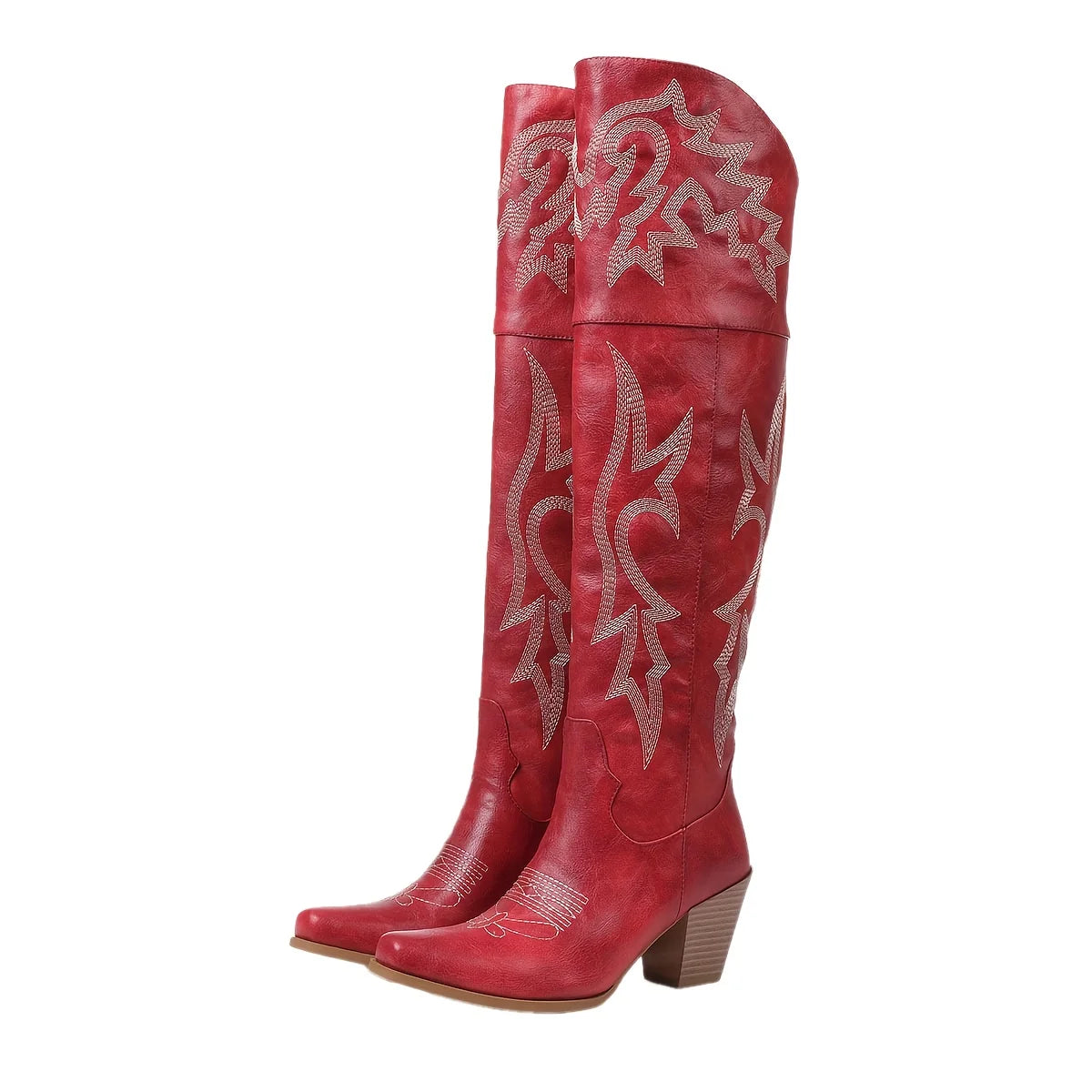 Women Over The Knee Western Boots Zip Closure Modern Style