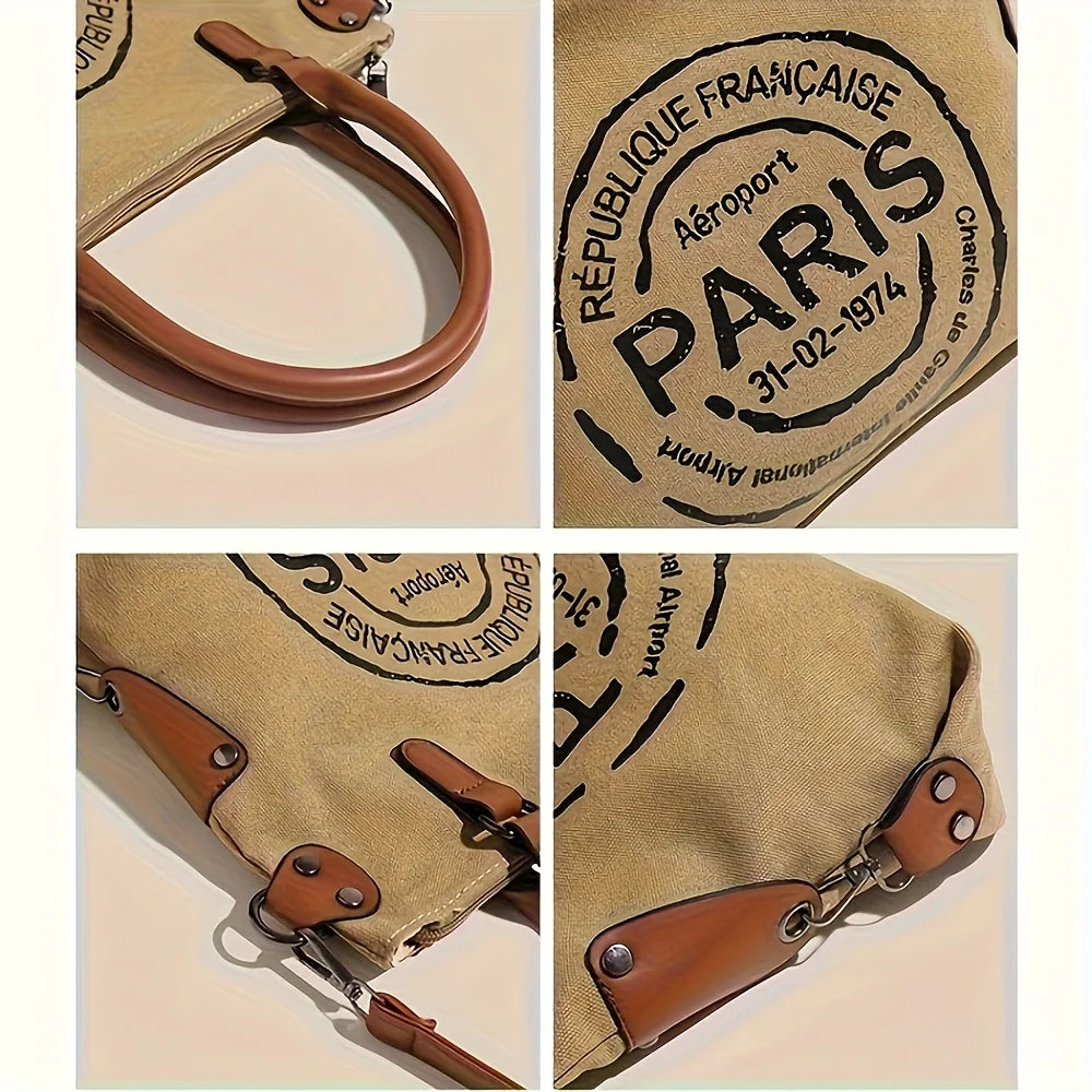 NONECN Vintage Canvas Tote Bag Large Capacity Water Resistant