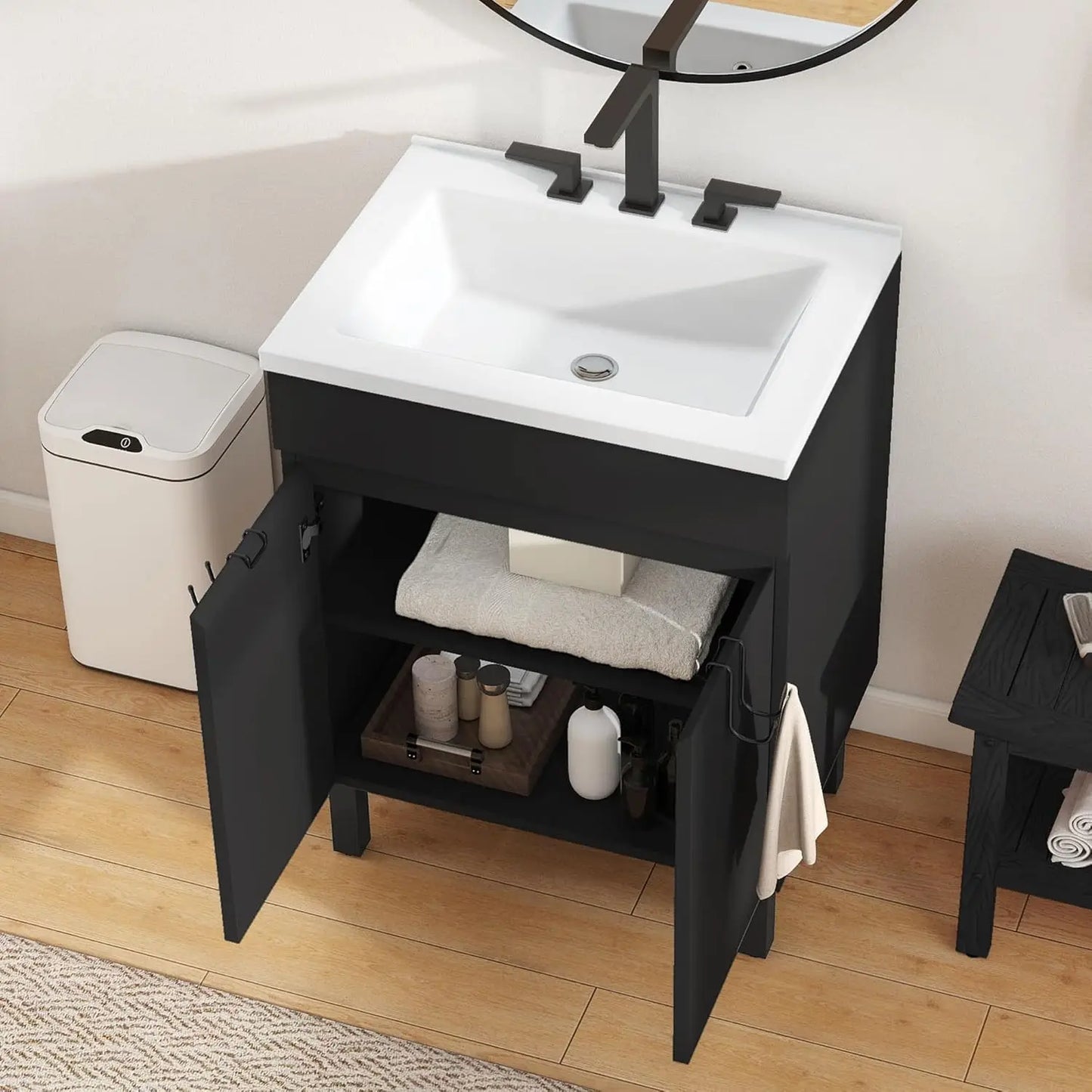 XMSJ Bathroom Vanity With Undermount Sink And Modern Storage Cabinet