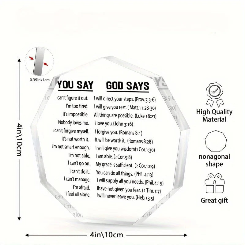 Acrylic Bible Verse Memento For Family And Office Decor