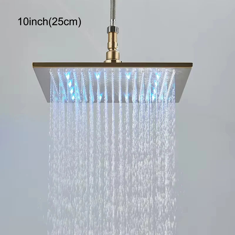 Wanmivezlo LED Color Changing Rainfall Square Brass Shower Head