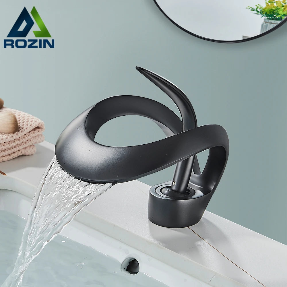 Rozin Luxury Waterfall Basin Faucet Single Hole Sink