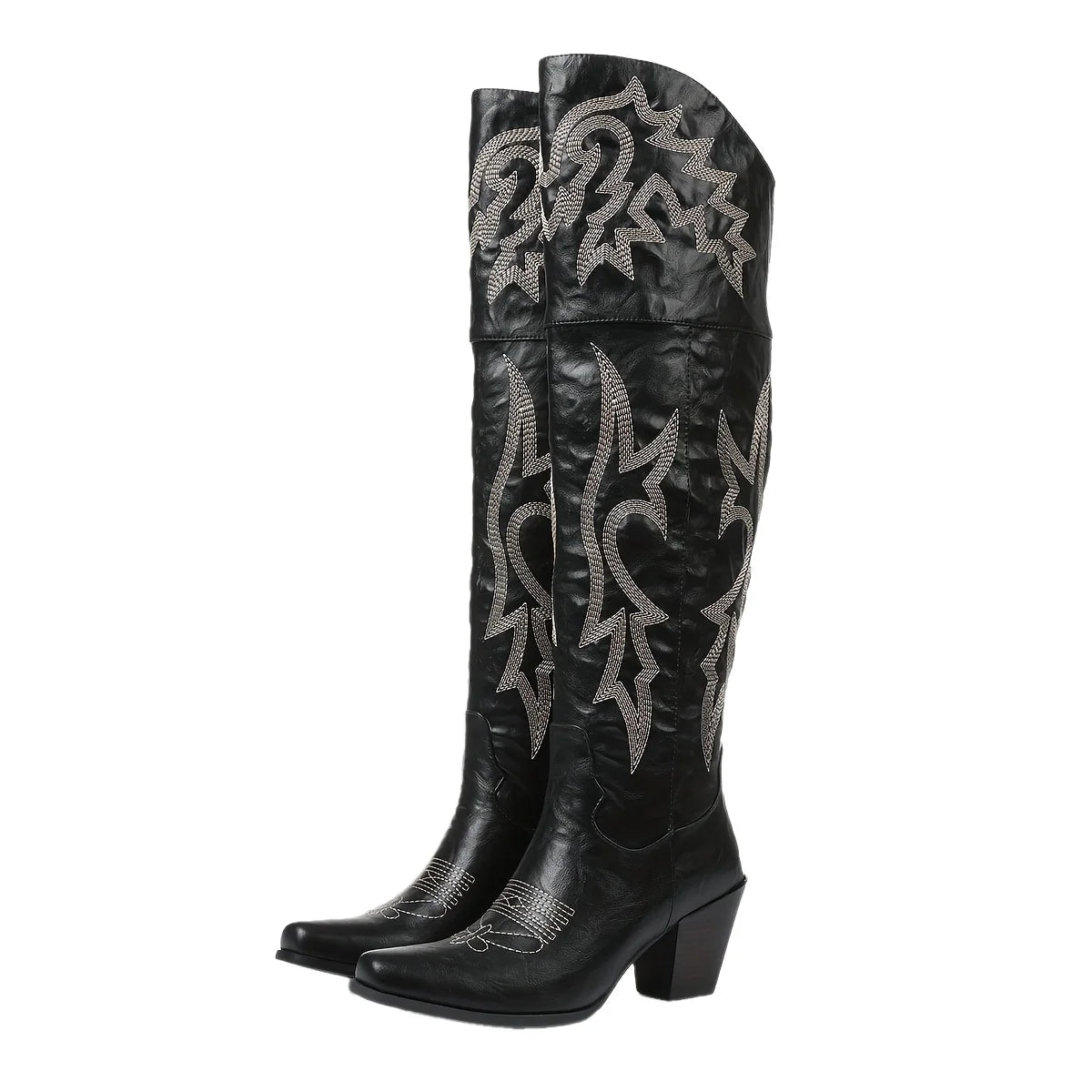 Women Over The Knee Western Boots Zip Closure Modern Style