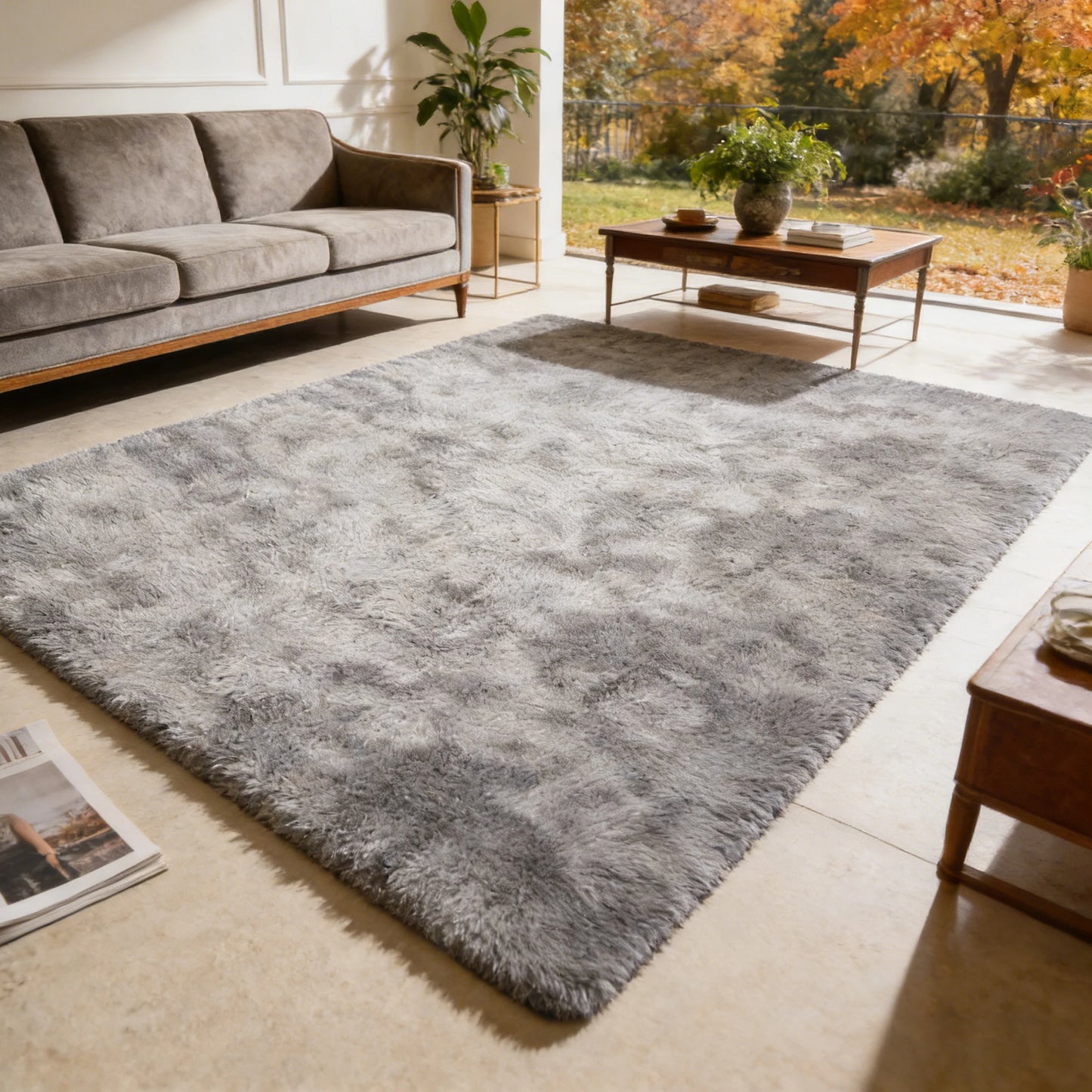 Machine Washable Shag Rug For Living Room And Bedroom Decor