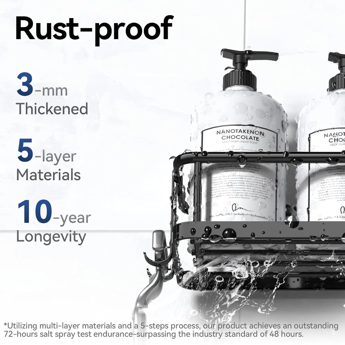 Rustproof Adhesive Shower Caddy Set Large Capacity