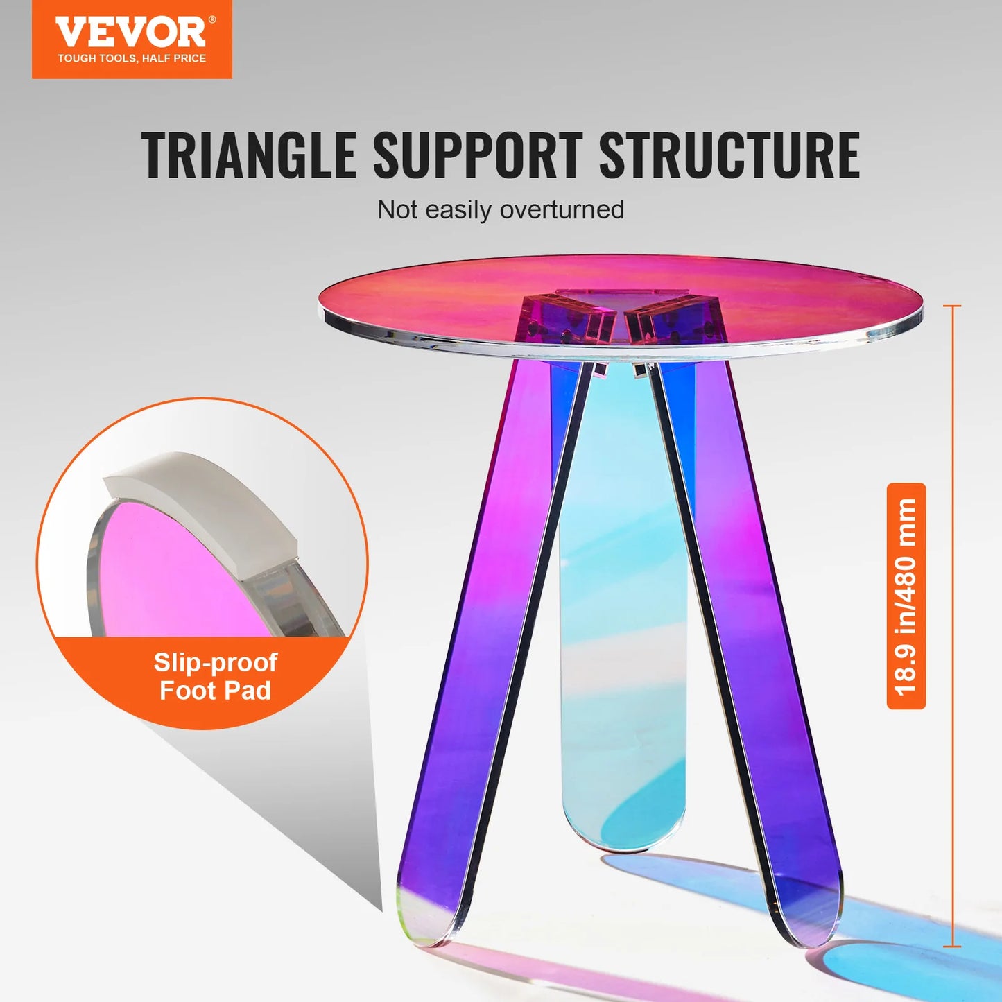 Round Acrylic End Table Modern Living Room Furniture