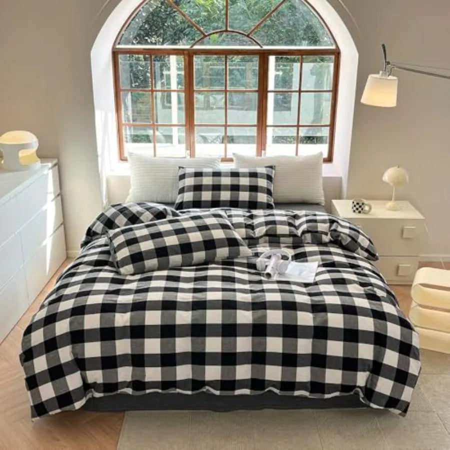 Duvet Cover Set 3 Pieces 100 Percent Washed Cotton Jacquard