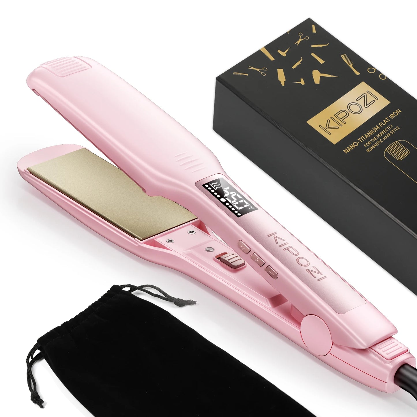 Professional Titanium Flat Iron Hair Straightener With Digital LCD Display