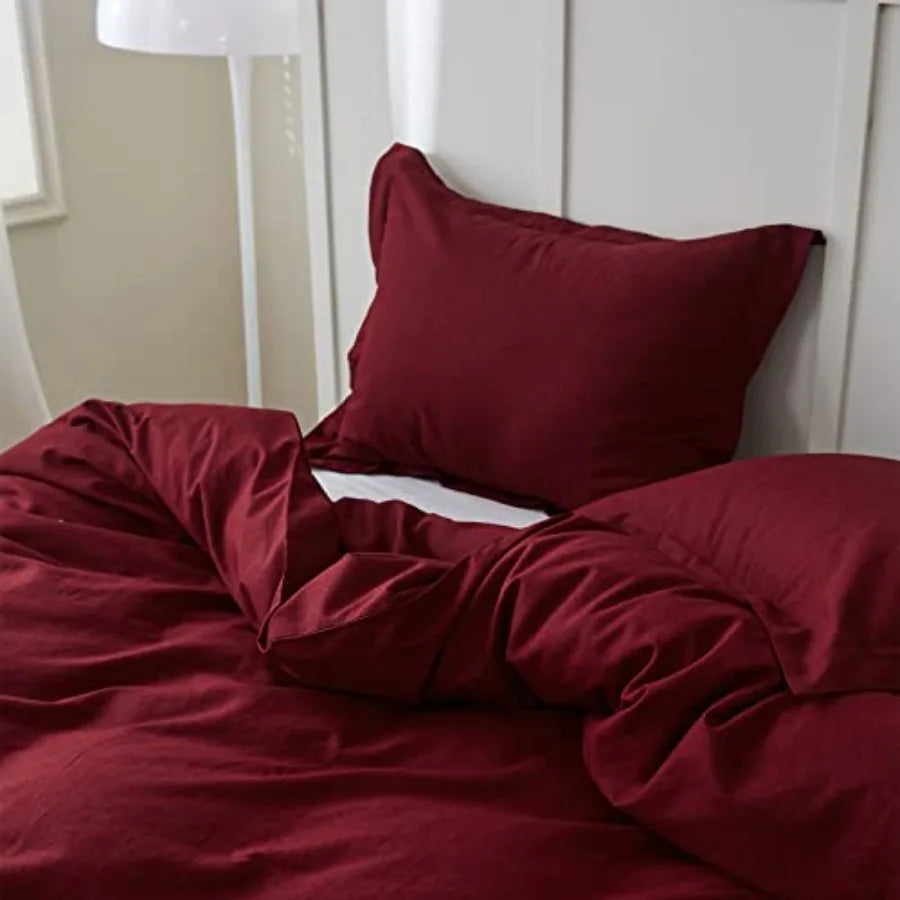 French Linen Duvet Cover Set Natural Flax Cotton Blend