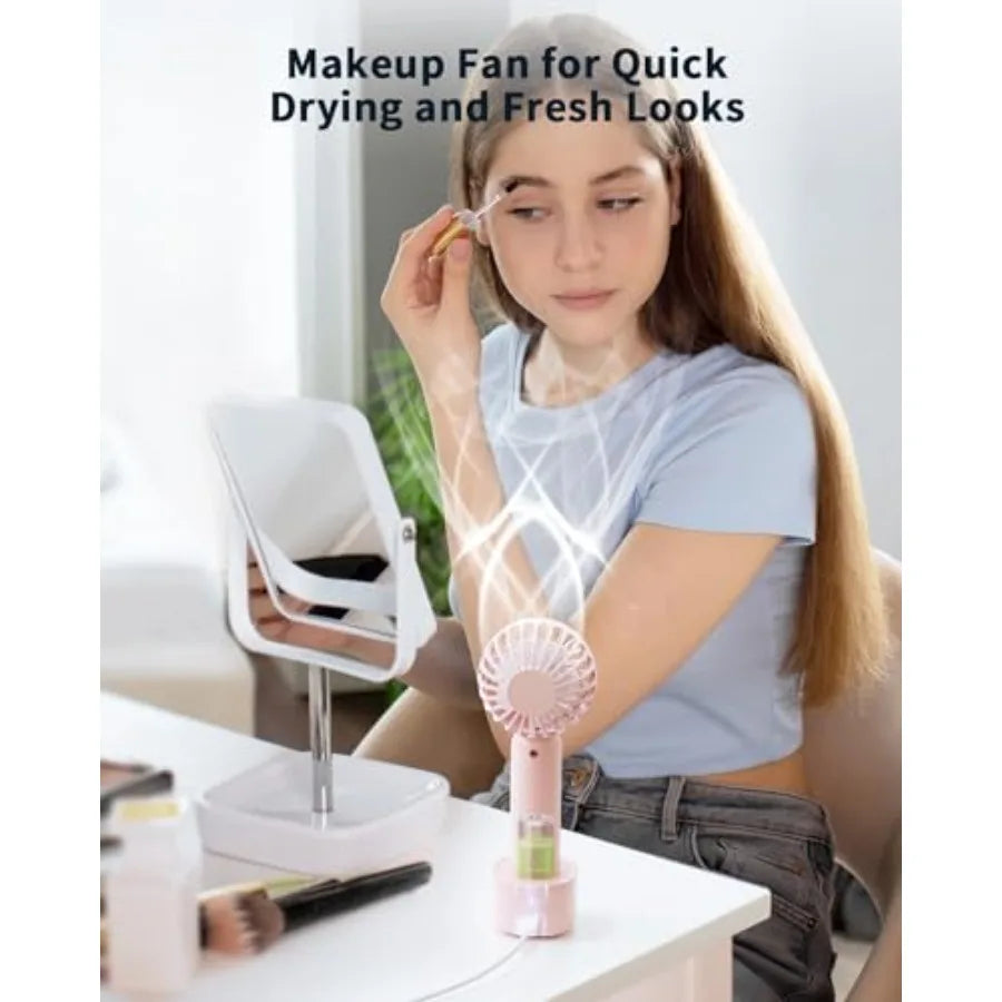 Handheld Fan With Wireless Charging Base Three Speeds