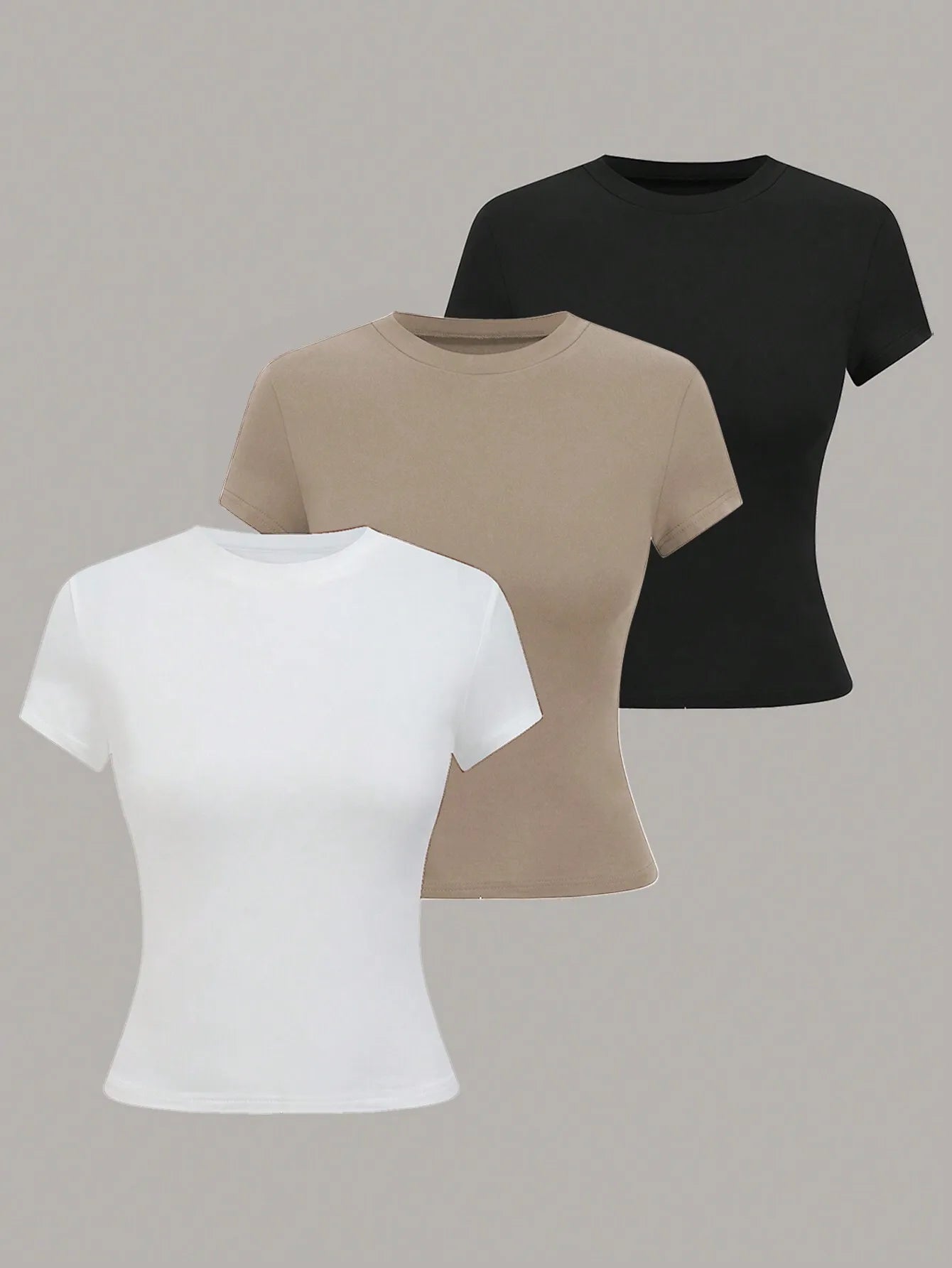 Women's Short Sleeve Knit T Shirt With Elastic Fabric