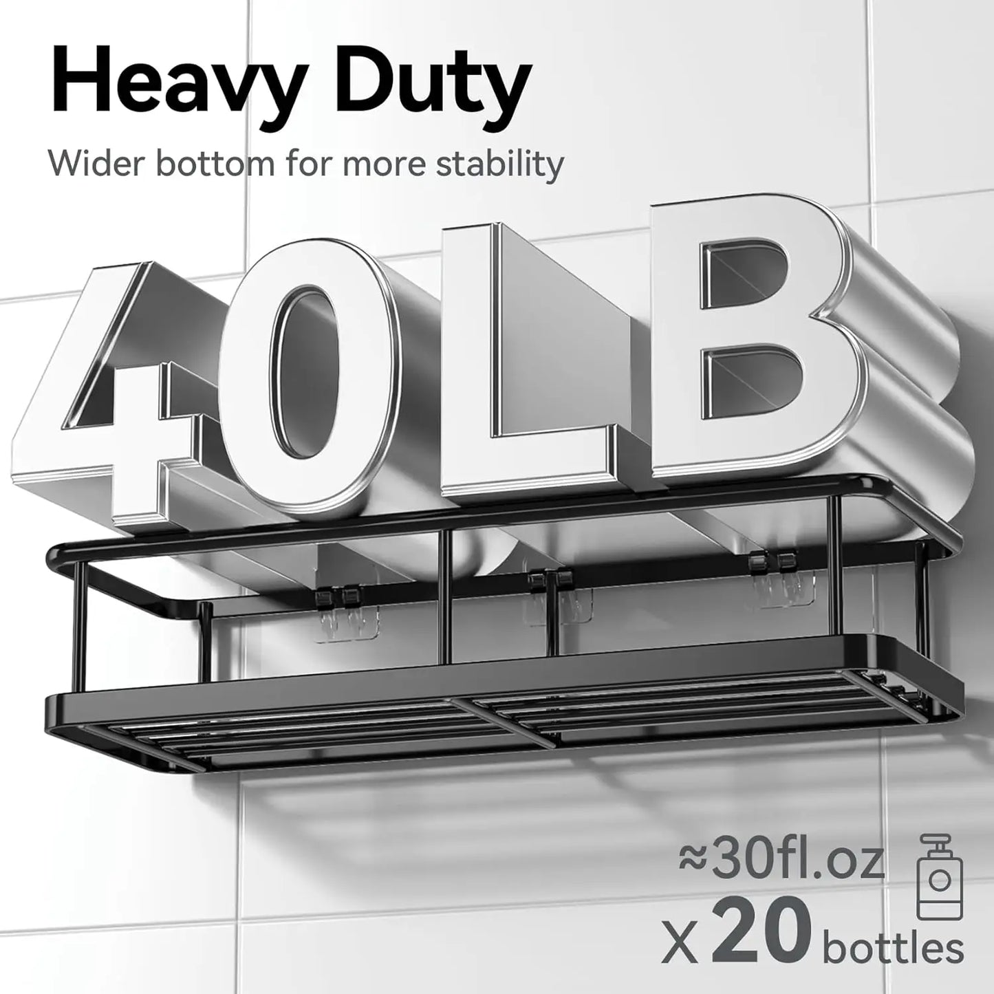 Rustproof Adhesive Shower Caddy Set Large Capacity
