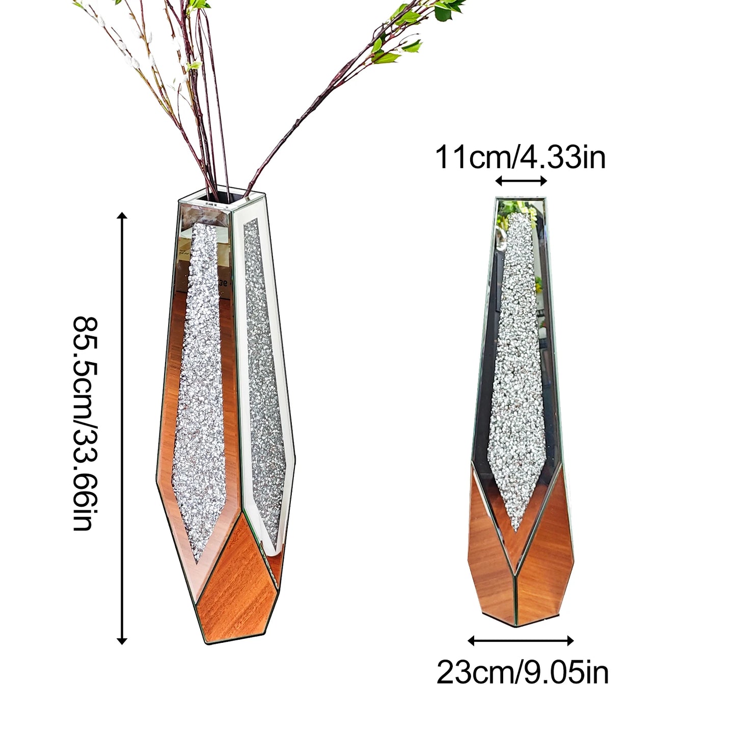 Crushed Diamond Mirror Floor Vase