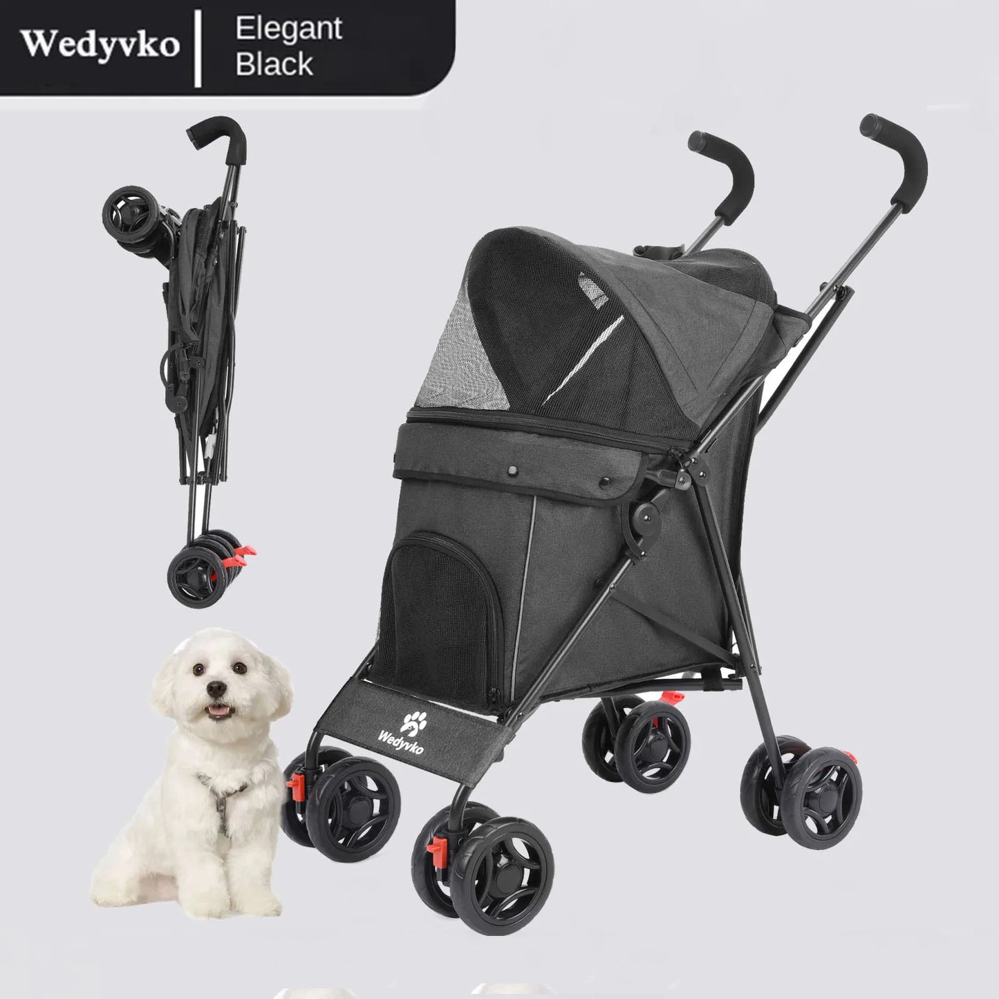 Wedyvko Pet Dog Stroller With Brakes And Storage Travel