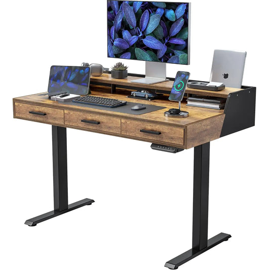 Sturdy Standing Desk With Monitor Shelf For Computer Setups