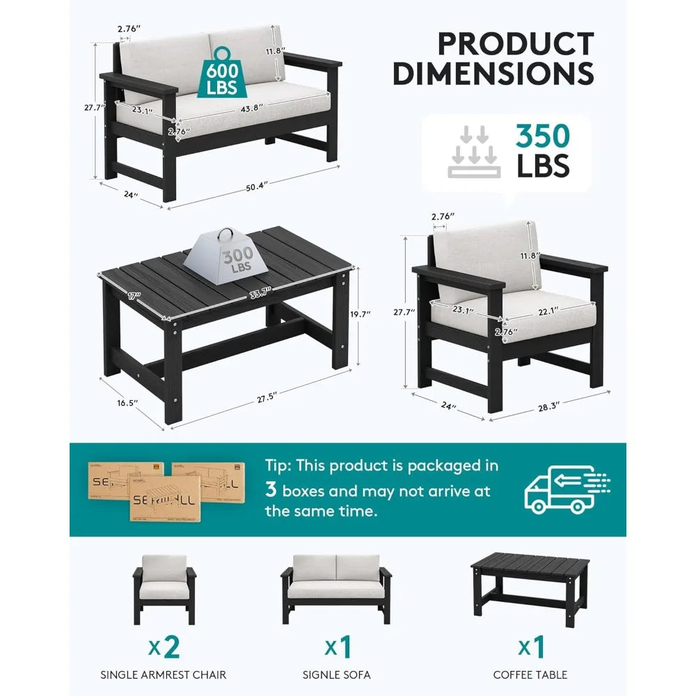 Outdoor Conversation Couch Set 4 Piece Patio Furniture Collection