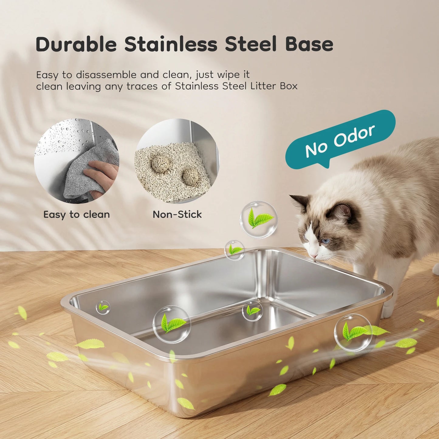 XL Stainless Steel Covered Cat Litter Box with Lid
