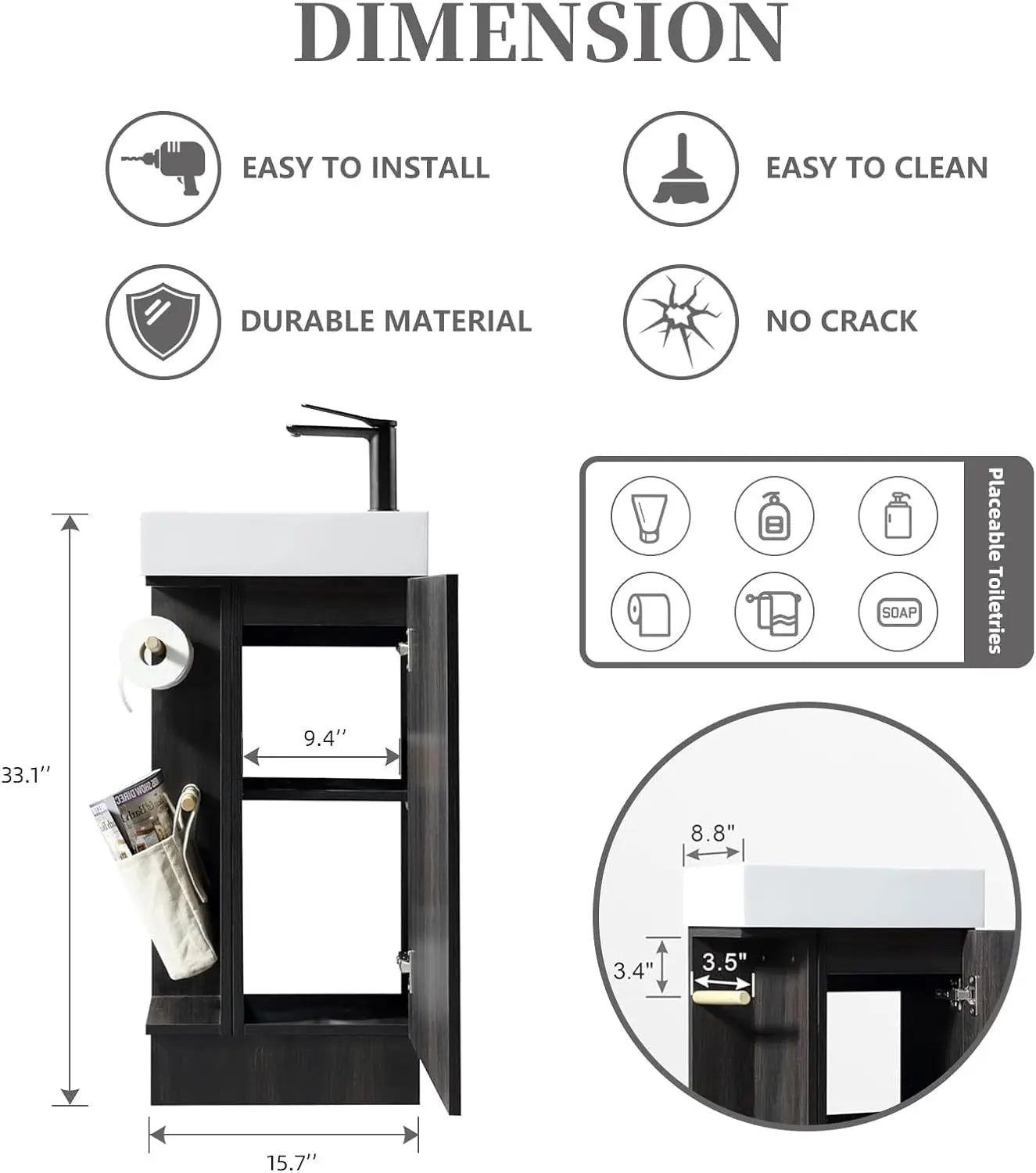 Compact Bathroom Vanity With Sink Self Contained Floor Mount
