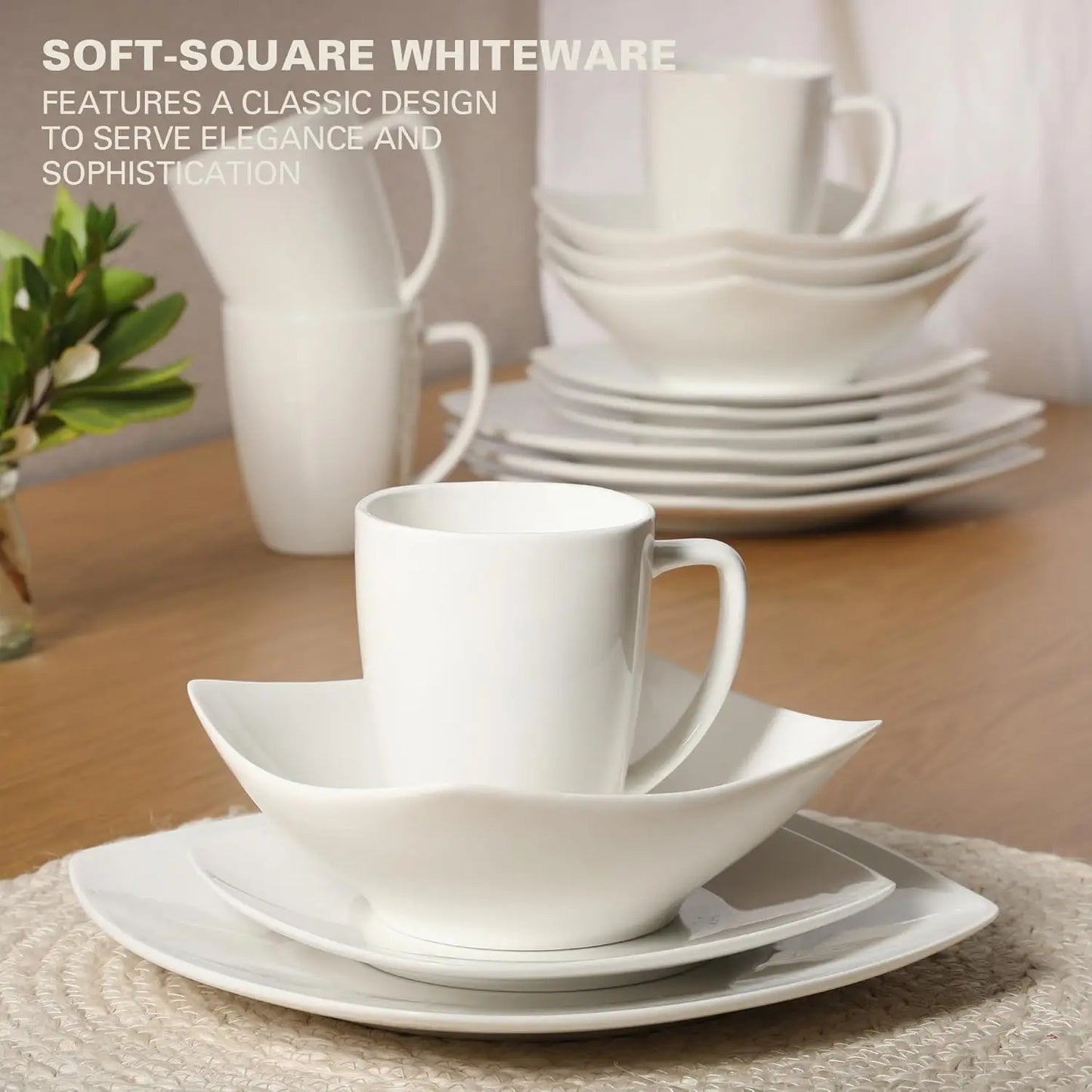 Square Porcelain Dinnerware Set
