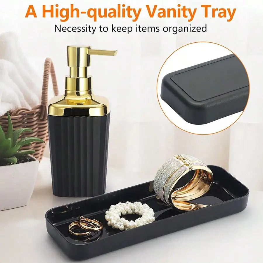 9 Piece Bathroom Set Including Toothbrush Holder And Lotion Dispenser