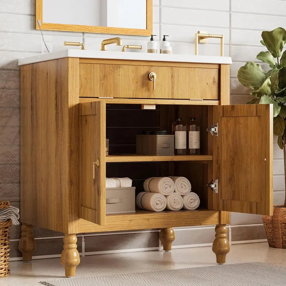 Acrylic Vintage Bathroom Vanity With Resin Sink Fixture