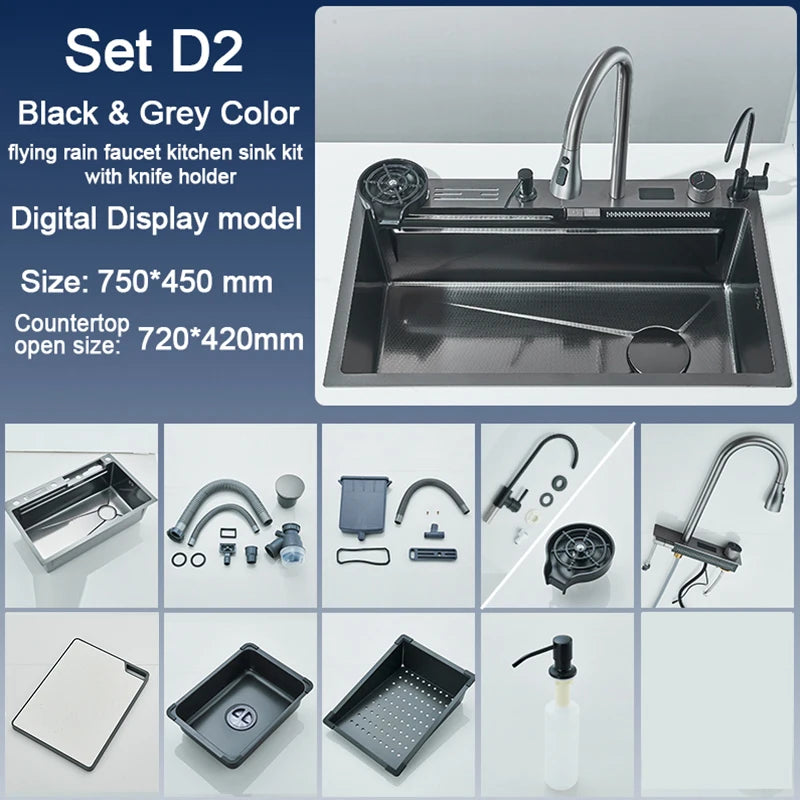 Rozin 304 Stainless Steel Kitchen Sink With Digital Display