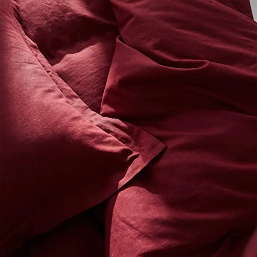 French Linen Duvet Cover Set Natural Flax Cotton Blend