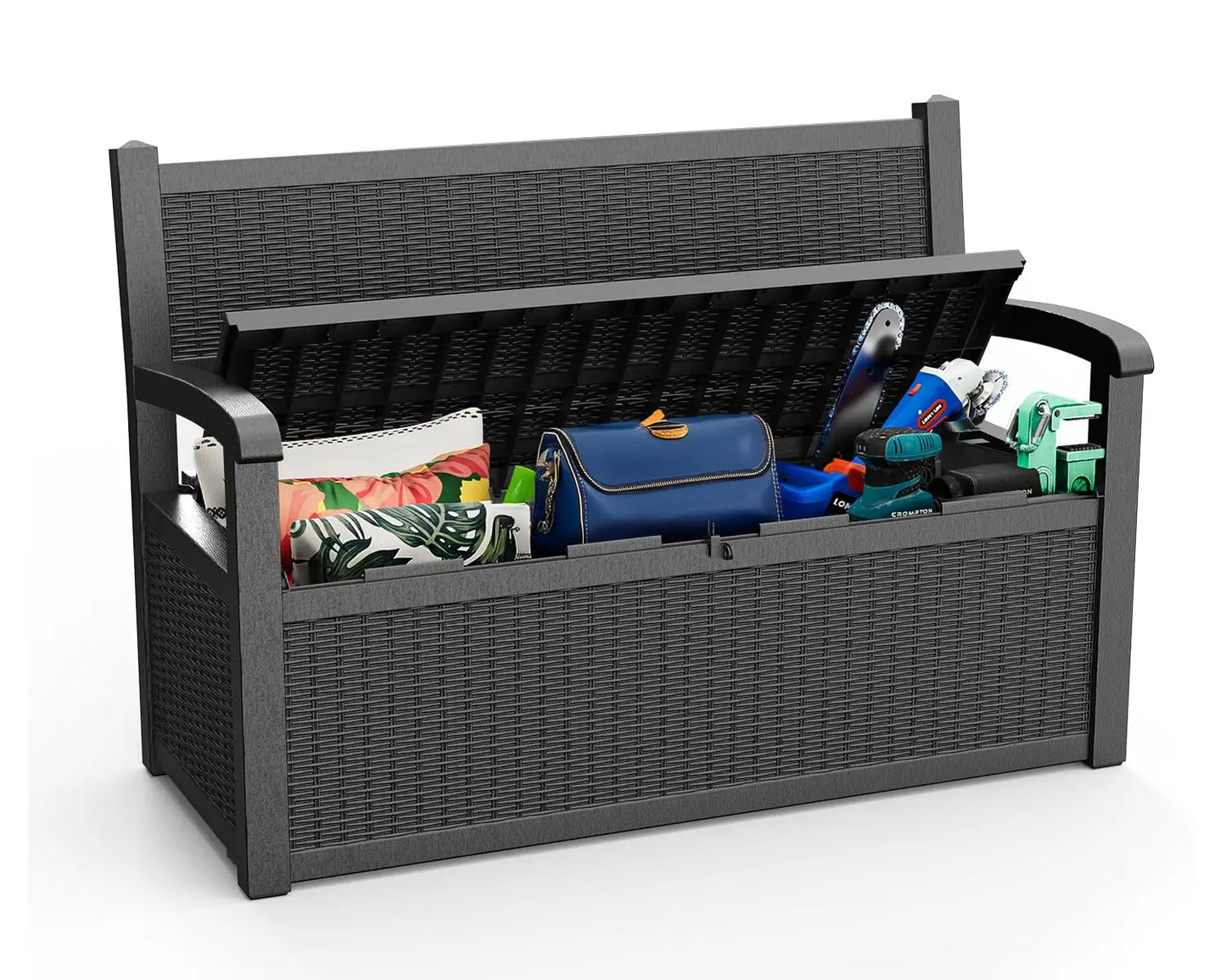 Outdoor Resin Storage Bench Deck Box Waterproof and Lockable