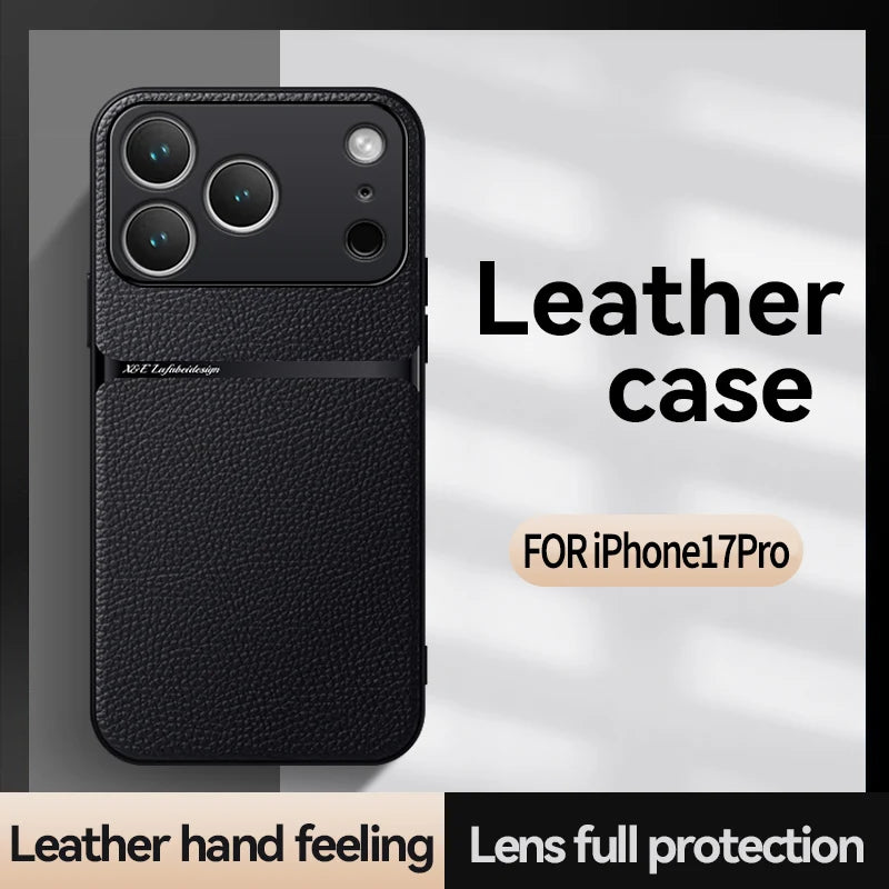VYOPBC Magnetic Leather Phone Case With Lens Protector for iPhone