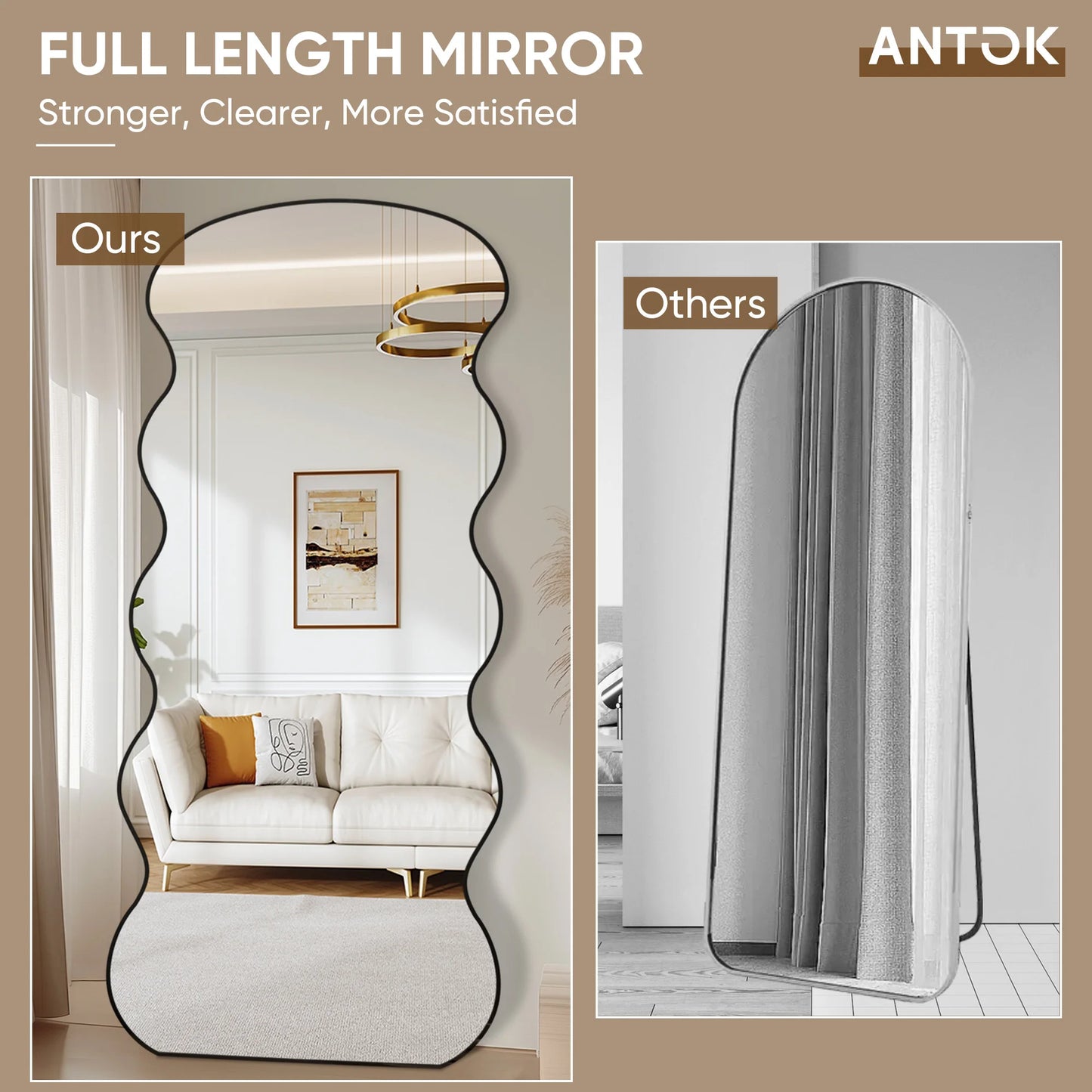 Antok Wavy Mirror With Stand For Bedroom And Living Room