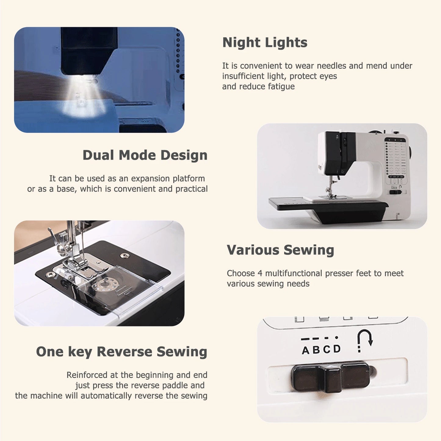 LetCartMaker 12 Stitches Mini Electric Sewing Machine With Sewing Table