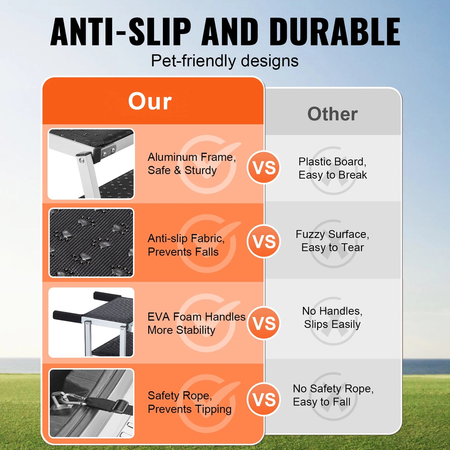 Folding Portable Pet Steps Lightweight Aluminum for Car SUV and Truck 150 lbs