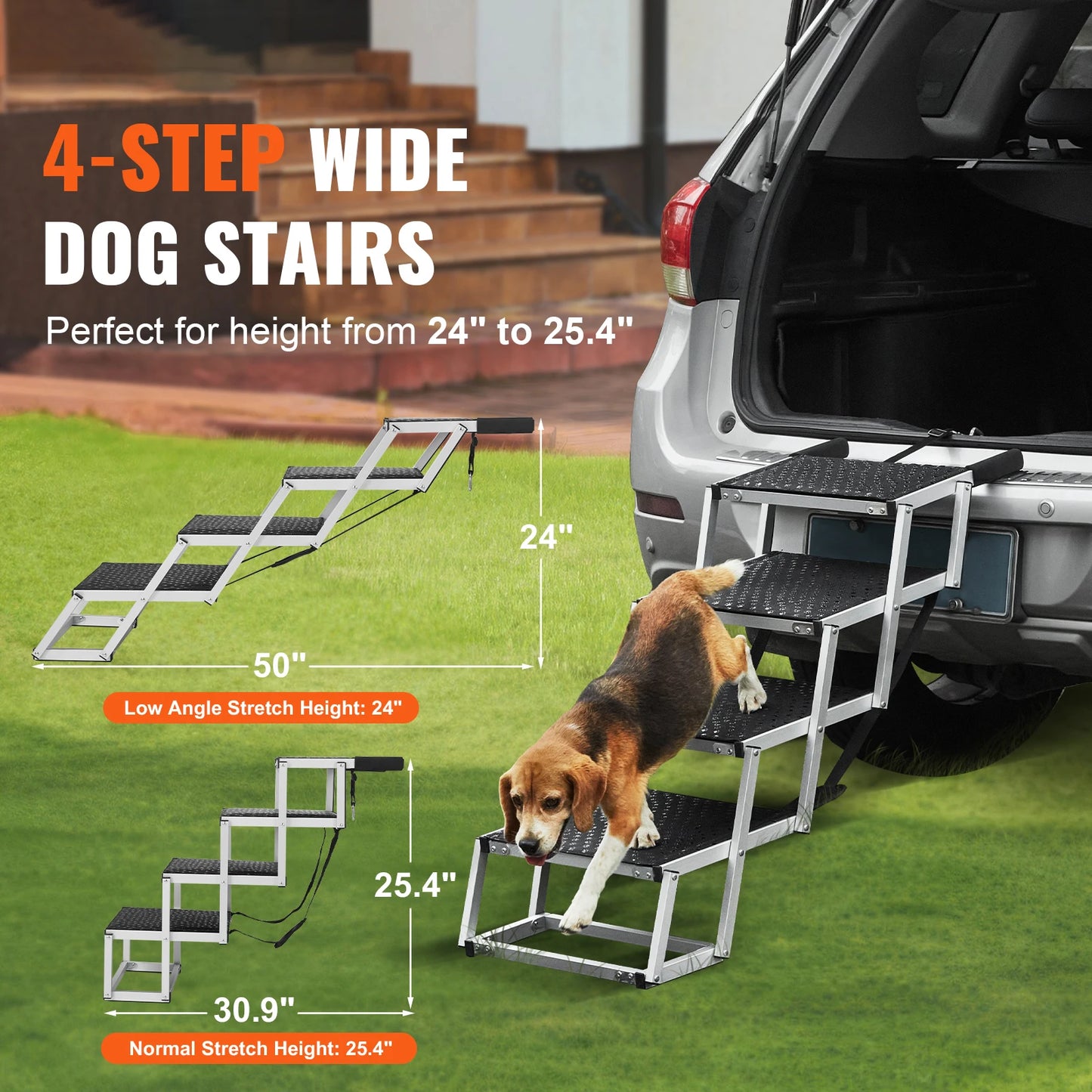Folding Portable Pet Steps Lightweight Aluminum for Car SUV and Truck 150 lbs