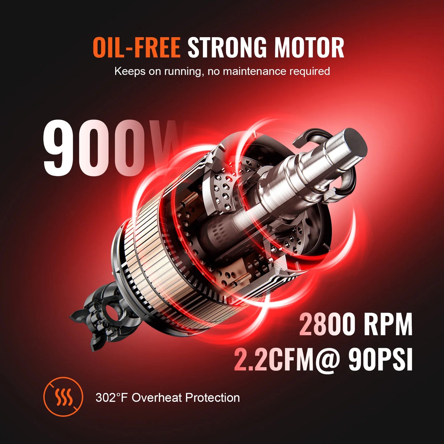 Silent Air Compressor 900W 1450W 1800W Oil Free Portable