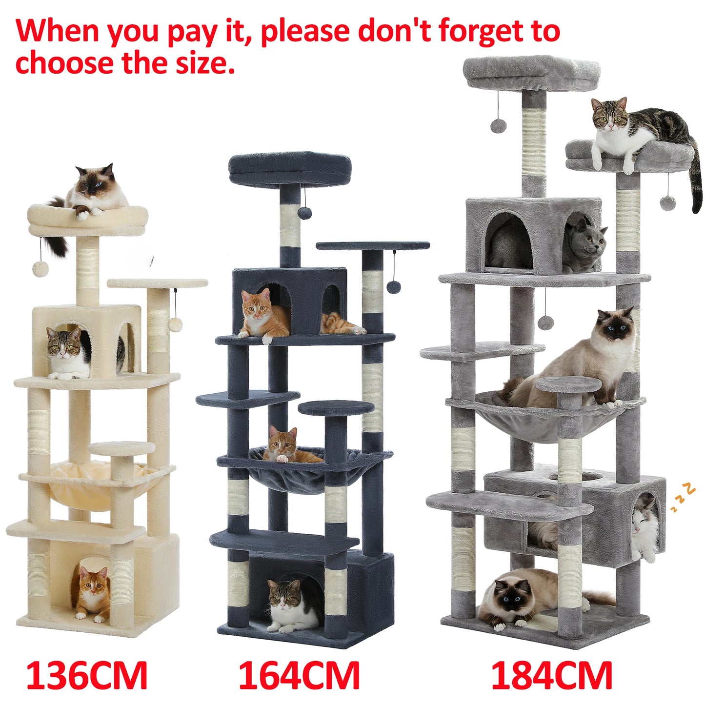Large Cat Tree and Tower With Sisal-Covered Scratching Posts