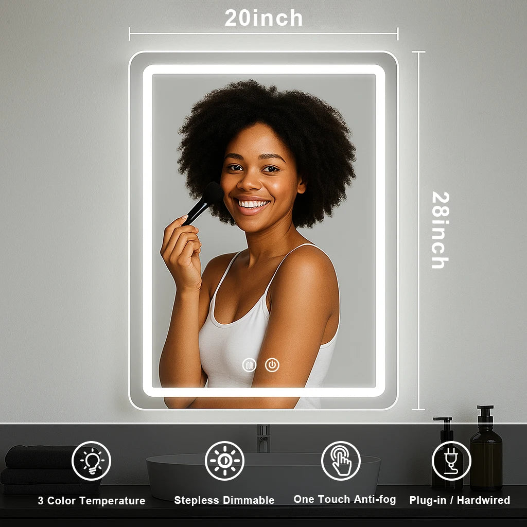 MYGIIVOVO Dimmable LED Bathroom Mirror With Three Color Temperatures